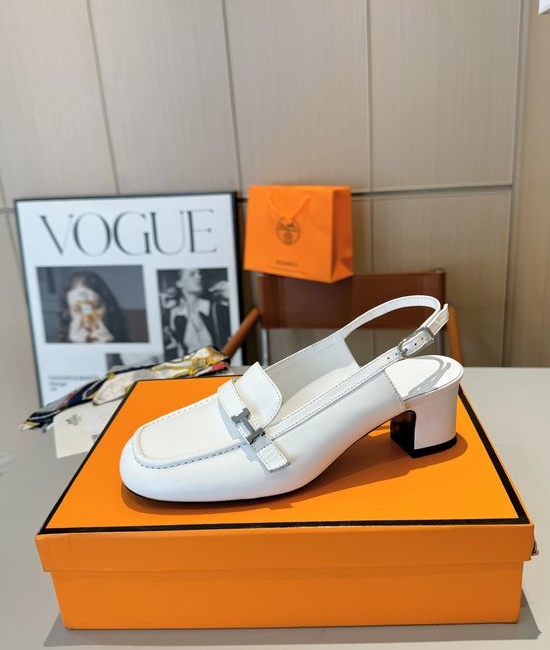 Hermes Square Toe Buckle Mules Comfortable Leather Insole