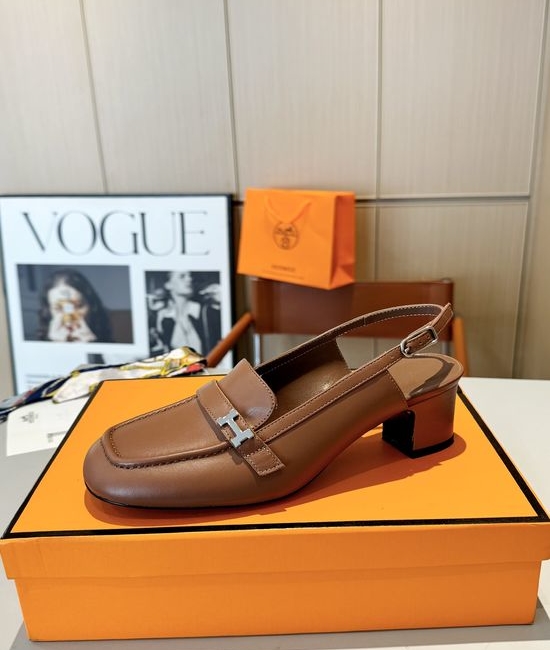 Hermes Square Toe Buckle Mules Comfortable Leather Insole