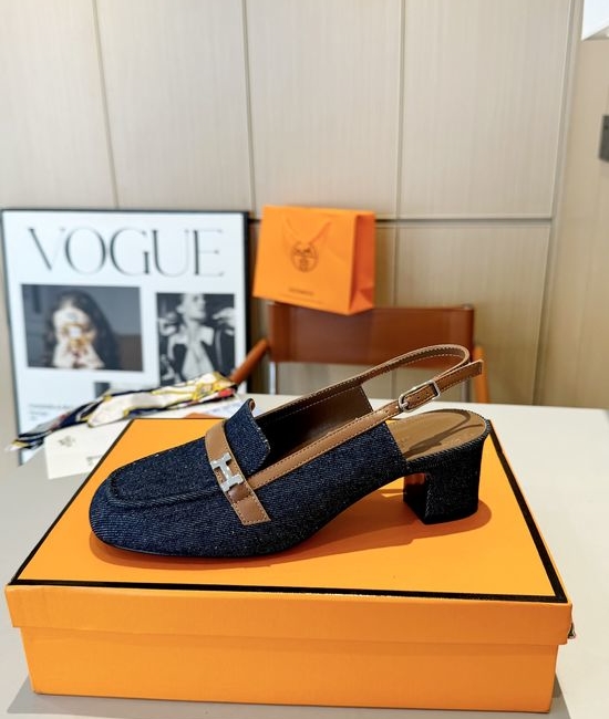 Hermes Square Toe Buckle Mules Comfortable Leather Insole
