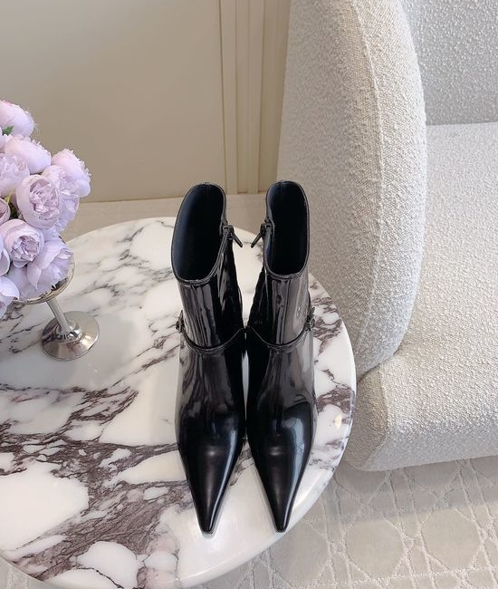 Yves Saint Laurent YSL Elegant High-heeled Ankle Boots with Inside Zipper