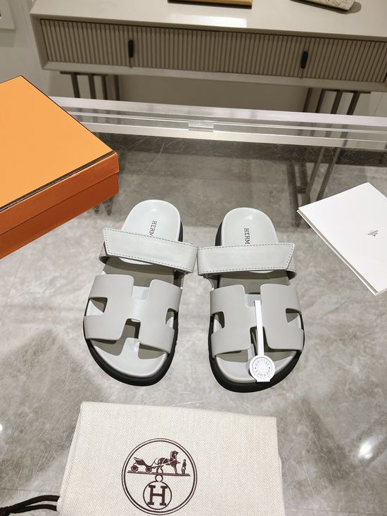 Hermes Solid Cowhide Slide Sandals Durable Comfortable Premium Quality Non-slip Sole