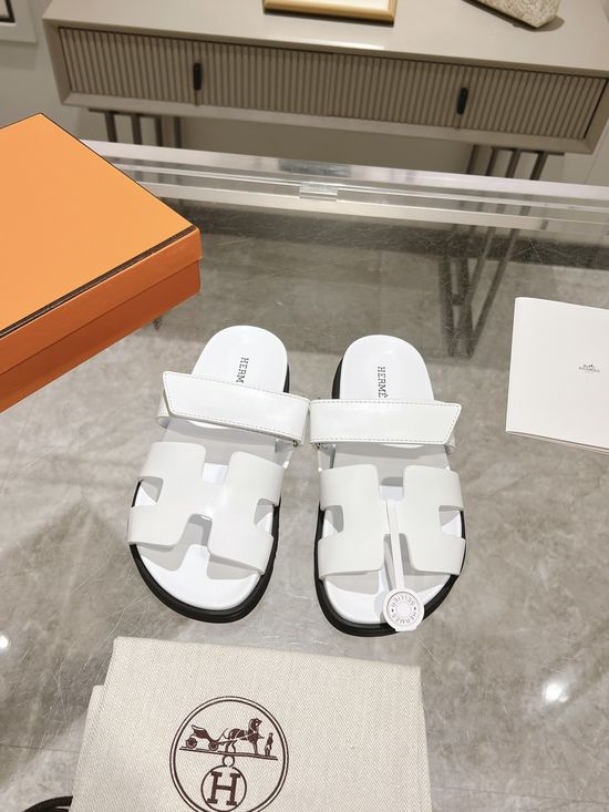 Hermes Solid Cowhide Slide Sandals Durable Comfortable Premium Quality Non-slip Sole