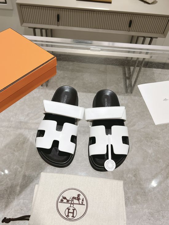 Hermes Solid Cowhide Slide Sandals Durable Comfortable Premium Quality Non-slip Sole