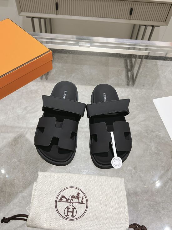 Hermes Silk Leather Slide Sandals Soft Comfortable Premium Quality Non-slip Sole