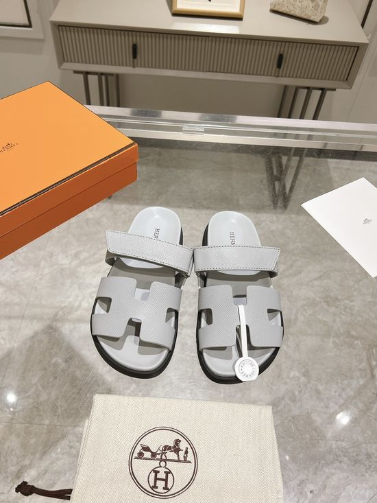 Hermes Genuine Leather Soft Comfort Casual Slide Sandals