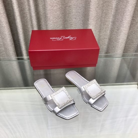 Roger Viver RV Leather Buckle Slide Sandals