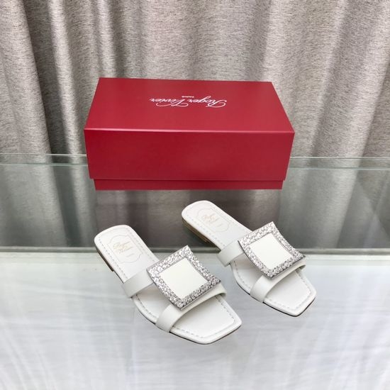 Roger Viver RV Leather Buckle Slide Sandals