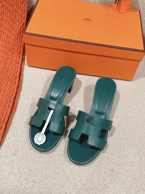 Hermes 5CM Heel Premium Cowhide Sandals Durable Comfy Sole