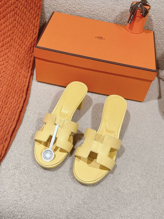 Hermes 5CM Heel Premium Cowhide Sandals Durable Comfy Sole
