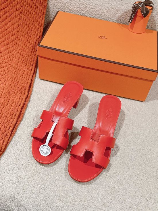 Hermes 5CM Heel Premium Cowhide Sandals Durable Comfy Sole