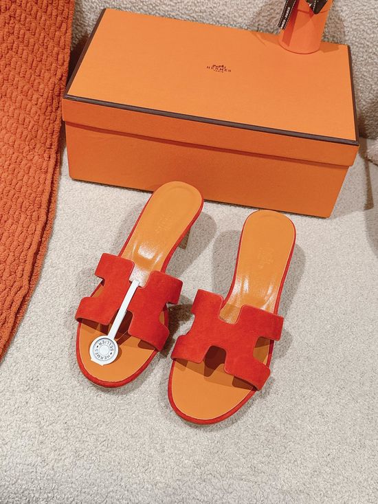 Hermes 5CM Heel Premium Cowhide Sandals Durable Comfy Sole