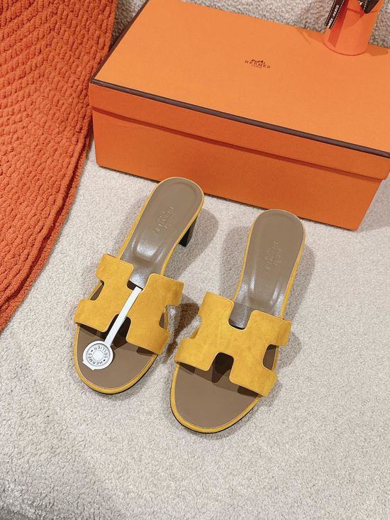 Hermes 5CM Heel Premium Cowhide Sandals Durable Comfy Sole