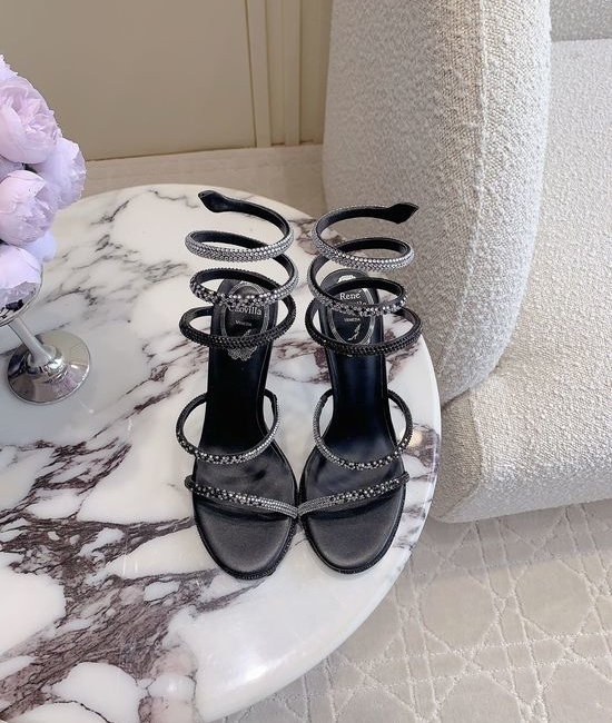 Rene Caovilla Sparkling Snake-Embellished High-Heeled Sandals