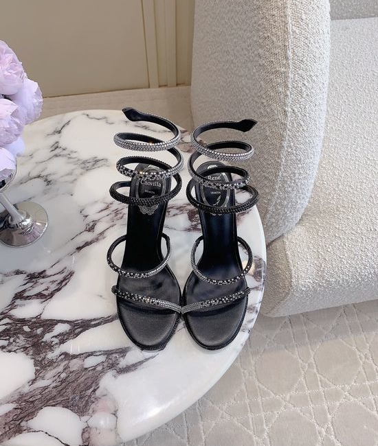 Rene Caovilla Sparkling Snake-Embellished High-Heeled Sandals