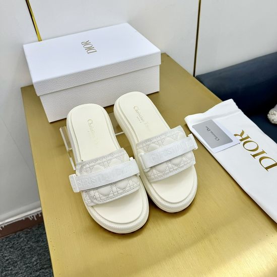 Christian Dior Quilted Pattern Adjustable Thick Sole Slide Sandals