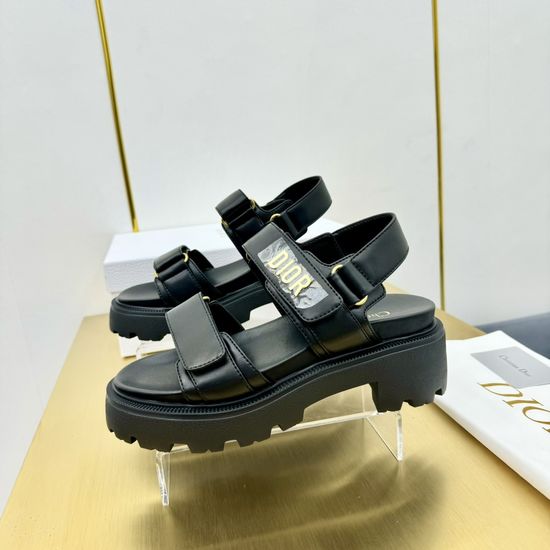 Christian Dior Quilted Pattern Adjustable Thick Sole Slide Sandals