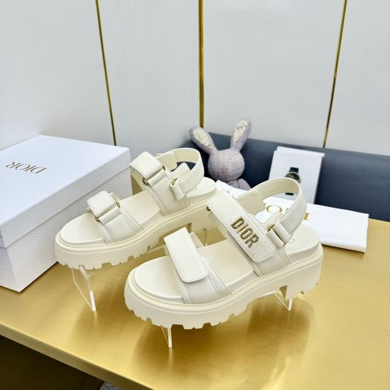 Christian Dior Quilted Pattern Adjustable Thick Sole Slide Sandals