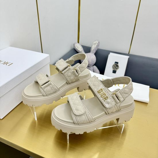 Christian Dior Quilted Pattern Adjustable Thick Sole Slide Sandals