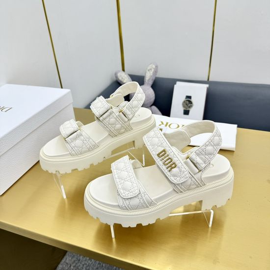 Christian Dior Quilted Pattern Adjustable Thick Sole Slide Sandals