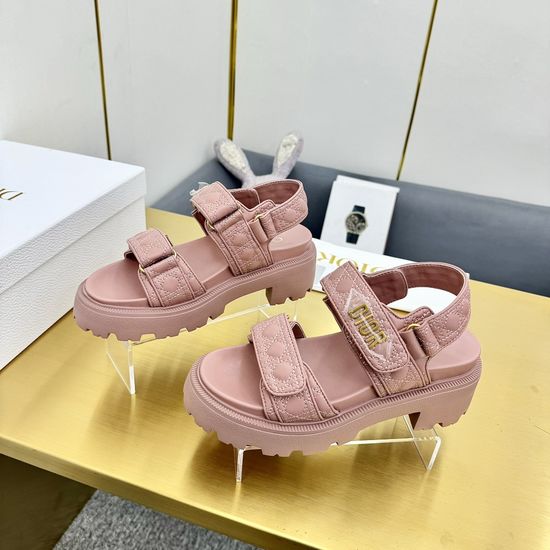 Christian Dior Quilted Pattern Adjustable Thick Sole Slide Sandals