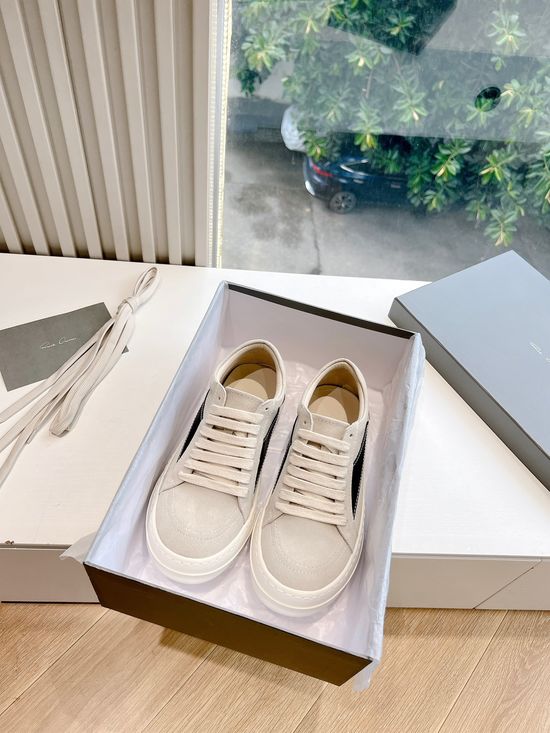 Rick Owens Full Grain Cowhide Casual Retro Sneakers Leather Upper