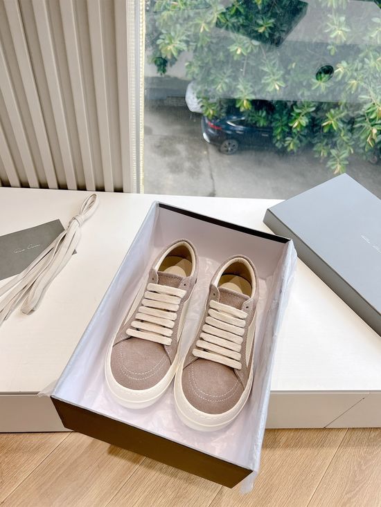 Rick Owens Full Grain Cowhide Casual Retro Sneakers Leather Upper