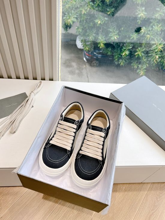 Rick Owens Full Grain Cowhide Casual Retro Sneakers Leather Upper