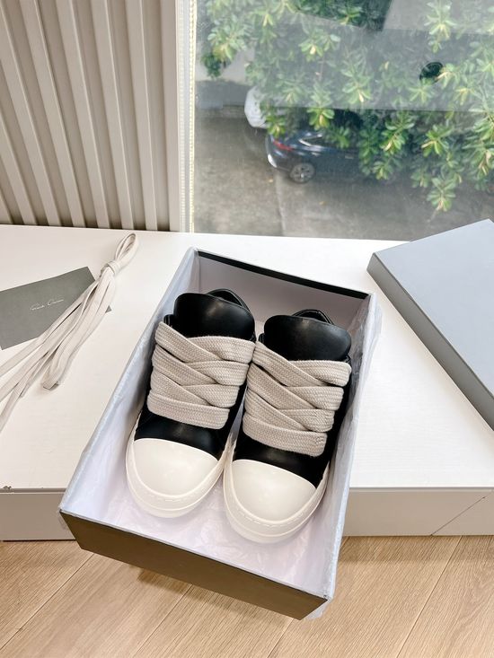Rick Owens Full Grain Cowhide Casual Retro Sneakers Leather Upper