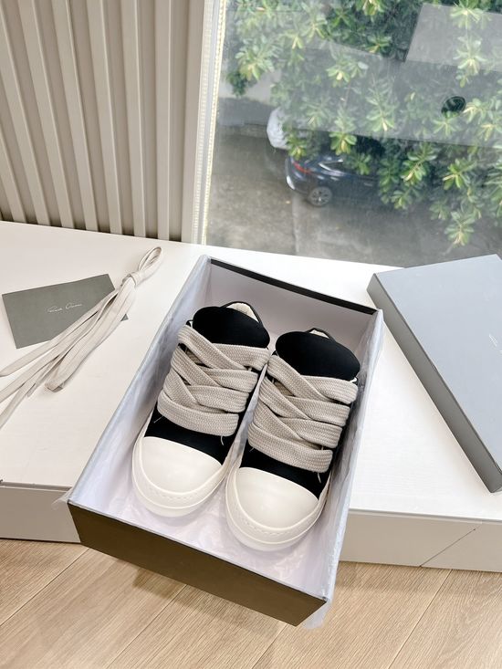 Rick Owens Full Grain Cowhide Casual Retro Sneakers Leather Upper