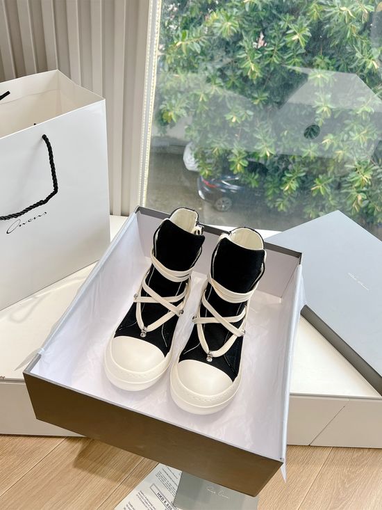Rick Owens Vintage Full Grain Leather High Top Casual Sneakers