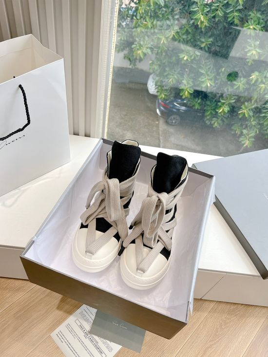 Rick Owens High-top Full Grain Cowhide Lace-up Casual Sneakers