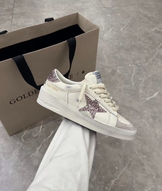 Golden Goose GGDB Stylish Purple Accent Vintage Distressed Comfort Platform Shoes