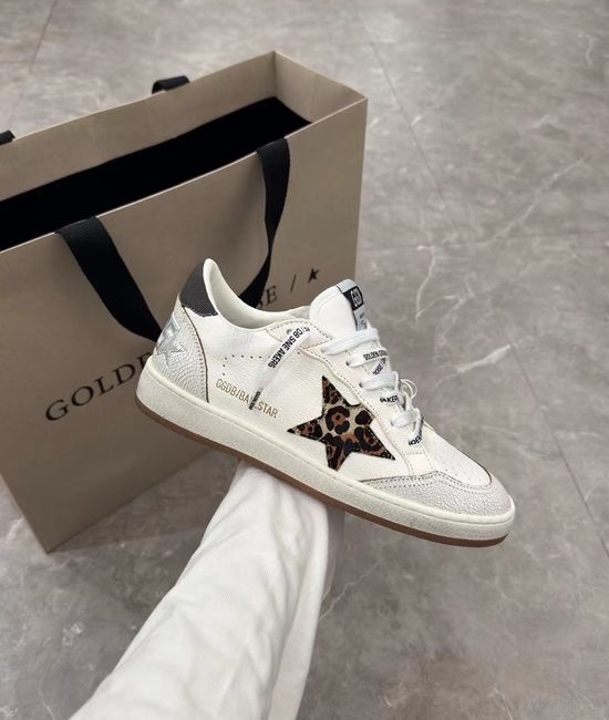 Golden Goose GGDB Premium Distressed Sneakers with Leopard Star Pattern