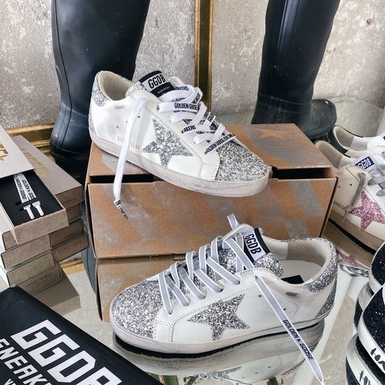 Golden Goose GGDB Silver Accent Distressed Casual Sneakers Quality Leather Comfortable Footwear