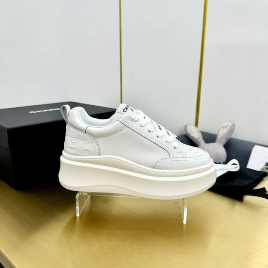 Chanel Classic Black White Leather Sneakers Casual Daily Skate Shoes