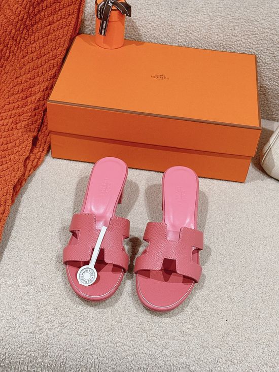 Hermes 5CM Heel Premium Cowhide Sandals Durable Comfy Sole