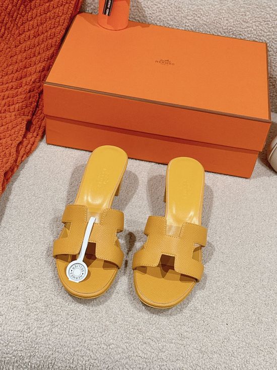 Hermes 5CM Heel Premium Cowhide Sandals Durable Comfy Sole