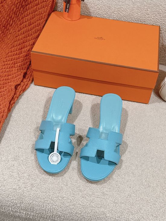 Hermes 5CM Heel Premium Cowhide Sandals Durable Comfy Sole