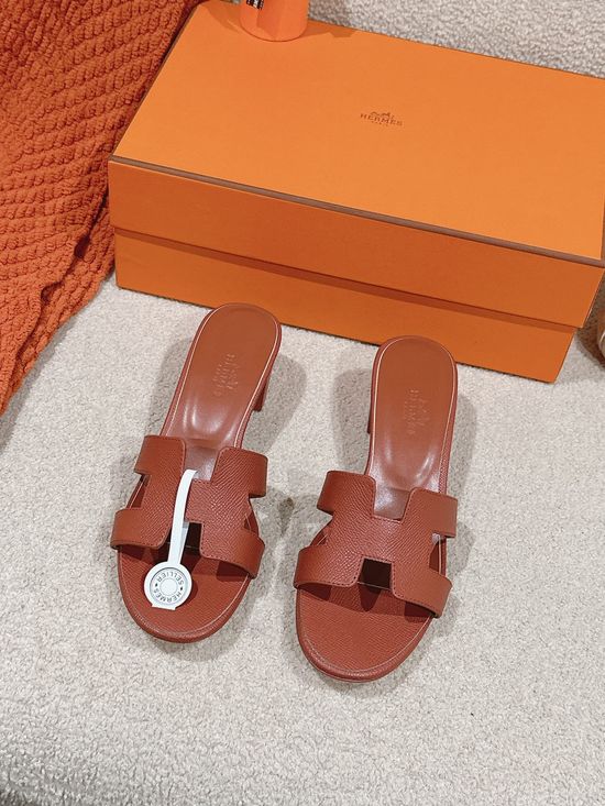 Hermes 5CM Heel Premium Cowhide Sandals Durable Comfy Sole