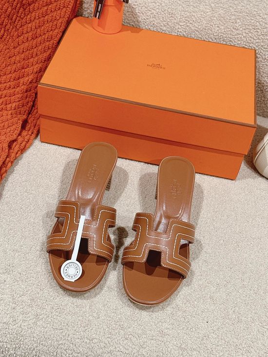 Hermes Embroidered Leather Slippers with Accessory Scarves