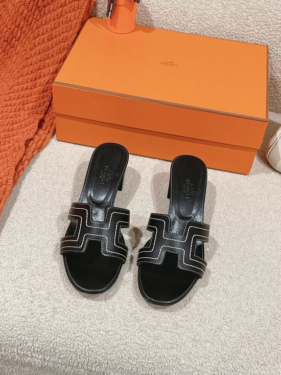 Hermes Embroidered Leather Slippers with Accessory Scarves