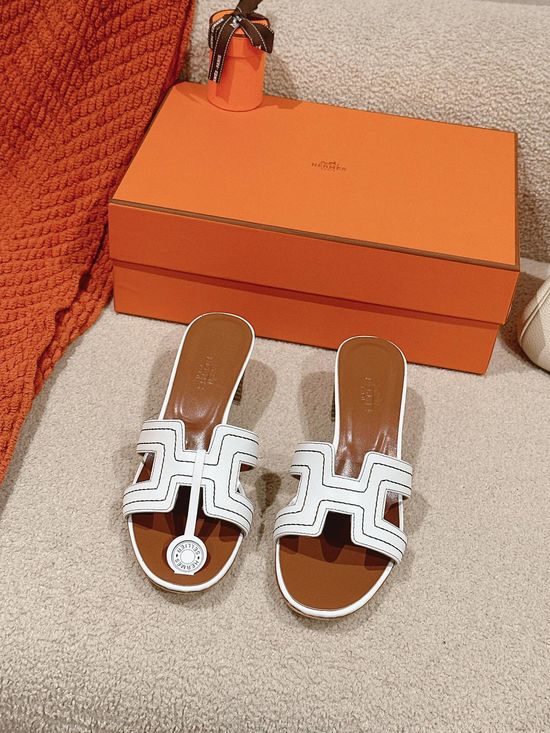 Hermes Embroidered Leather Slippers with Accessory Scarves