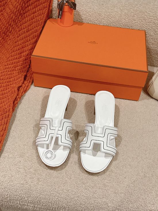 Hermes Embroidered Leather Slippers with Accessory Scarves