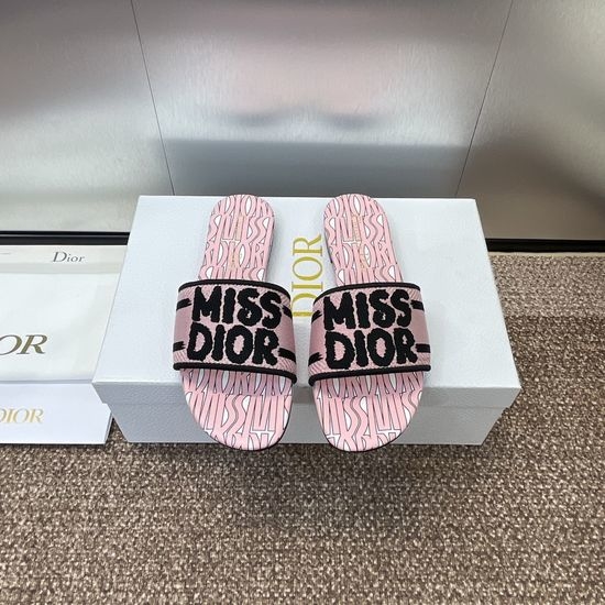 Christian Dior CD Embroidered Cylindrical Heel Sandals with Classic Logo