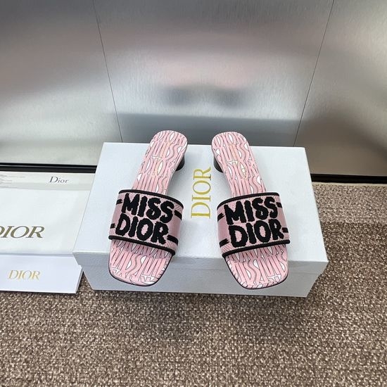 Christian Dior CD Embroidered Cylindrical Heel Sandals with Classic Logo