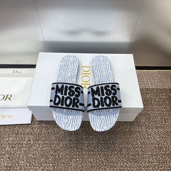 Christian Dior CD Embroidered Cylindrical Heel Sandals with Classic Logo