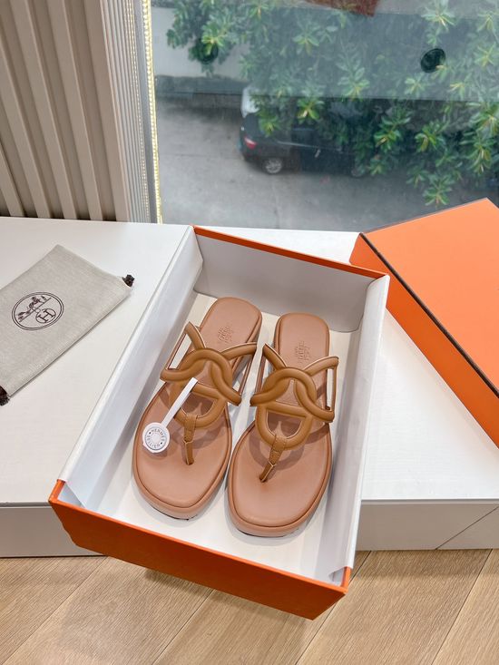 Hermes Comfortable Wedge Heel Casual Slide Sandals