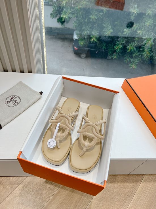 Hermes Comfortable Wedge Heel Casual Slide Sandals