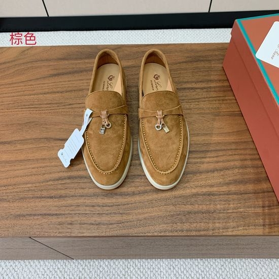Loro Piana Suede Loafers Hand-Stitched Leather Sole Lined Shoes