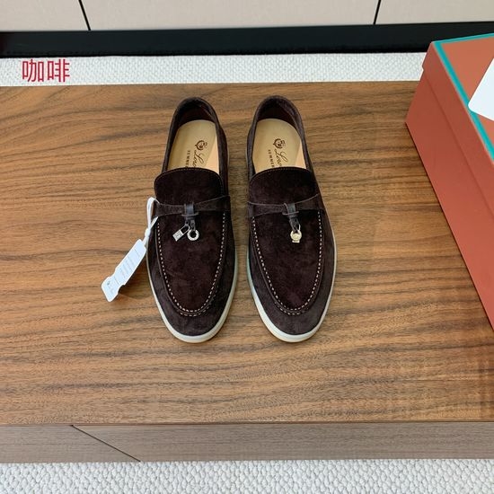 Loro Piana Suede Loafers Hand-Stitched Leather Sole Lined Shoes